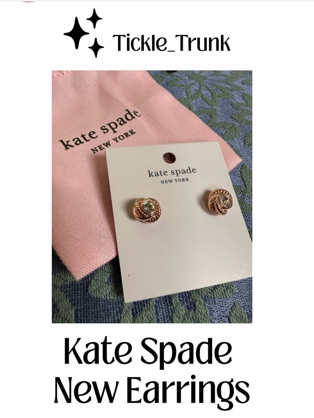 kate spade Rose Goldtone Knot Earrings with Crystal Centers